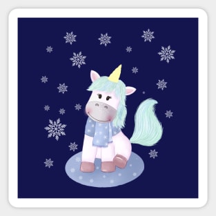 Unicorn in winter Sticker